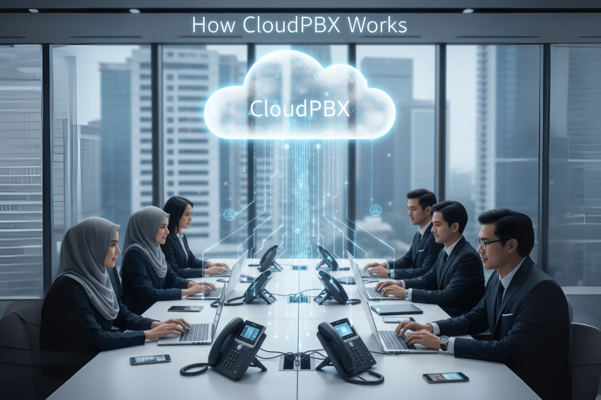 How a cloud PBX connects office and remote users